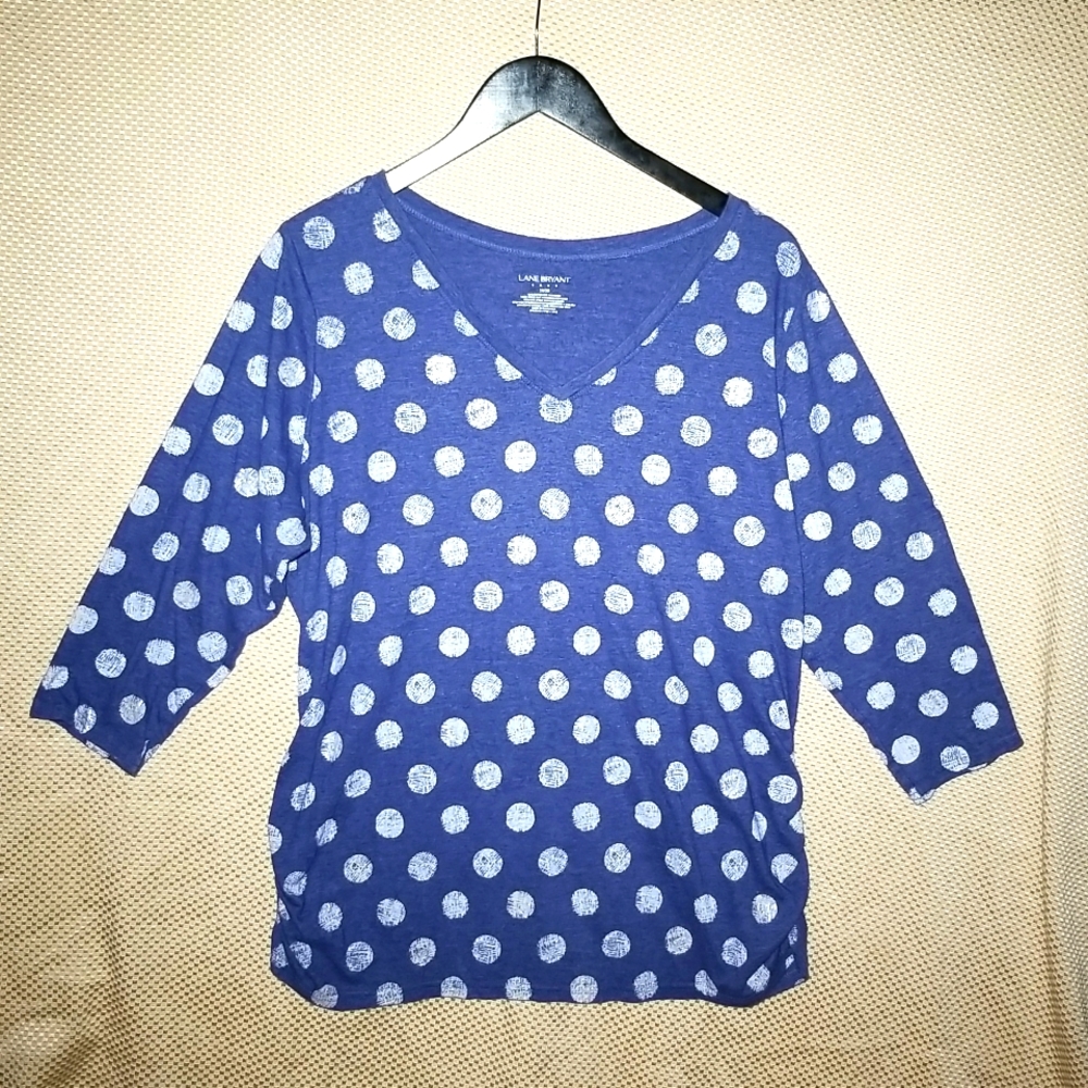 Blue ,White Polka Dots,cinched at side Women's Cotton Top.